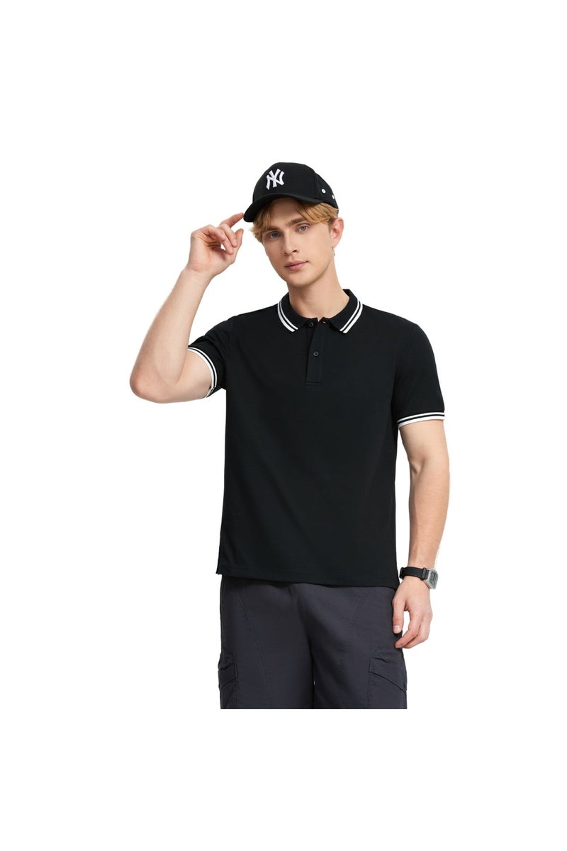 GIORDANO Black Regular Fit Polo Shirt for Men - Image 3